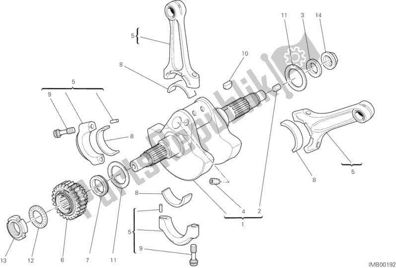 All parts for the Crankshaft of the Ducati Diavel Carbon 1200 2012